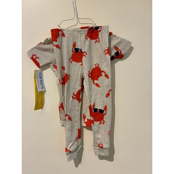 NWT Carter's Gray & Red Crab Pajamas - 2T - Picture 2 of 3